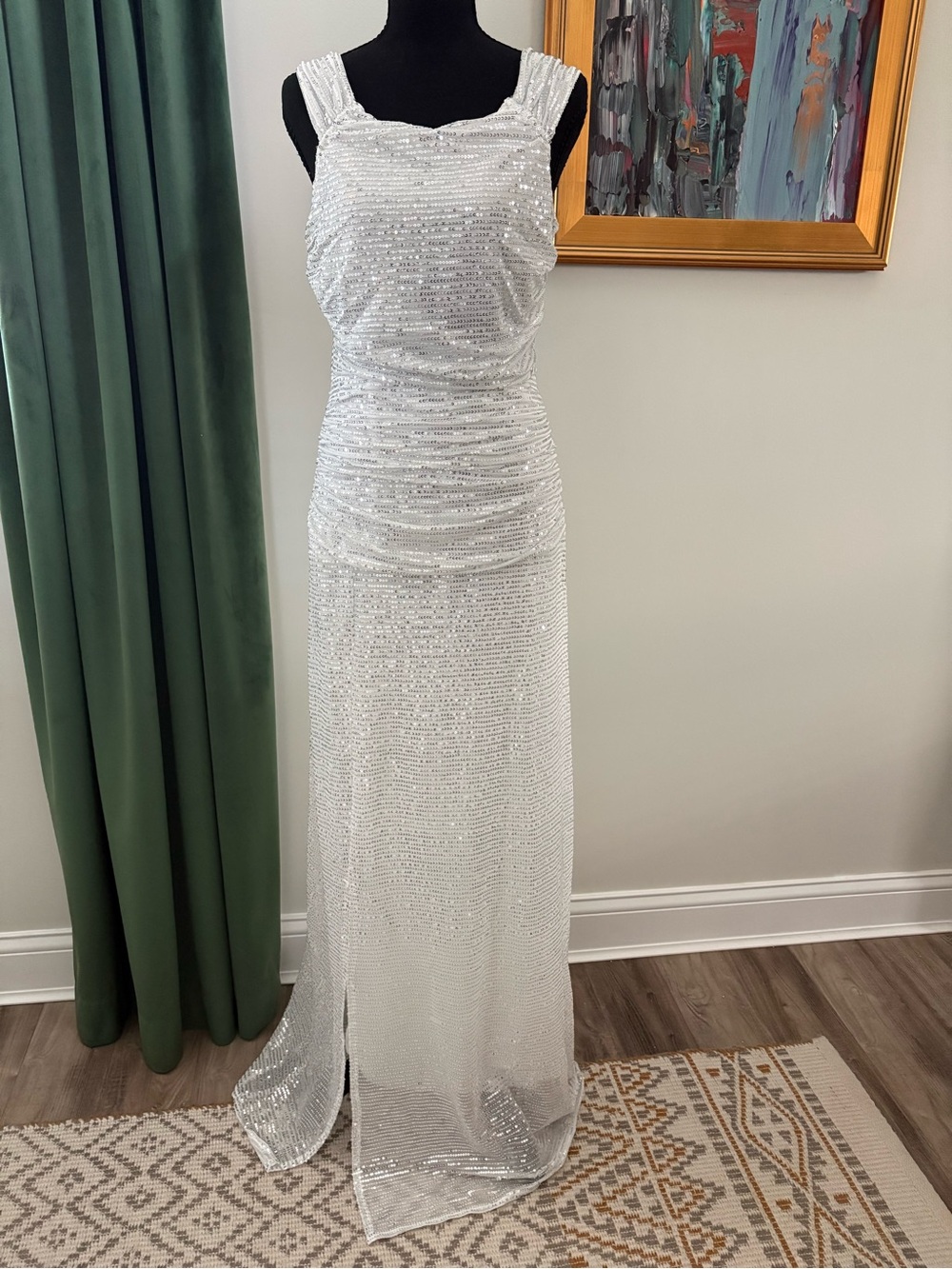 Source Unknown Silver Sequin Maxi Dress